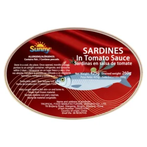 Oval Canned Sardines in Tomato Sauce and Vegetable Oil 425g